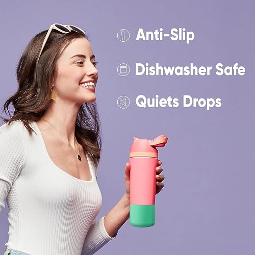 Owala Botín de silicona para botella de agua, funda protectora antideslizante para botella de agua, protege botellas de acero inoxidable FreeSip, Twist y Flip, 40 oz, gris