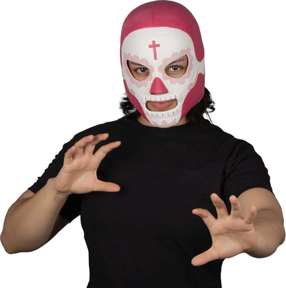 REV Máscara De Luchador Mexicano Rey Mictlán Para Adulto, Diseño Calavera Rosa Enmascarado De Lucha Libre, Ideal Para Halloween, Eventos Deportivos, Cosplay, Porras Y Partidos