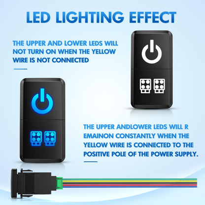 Nilight Power & LED Luces de trabajo interruptor de botón doble interruptor de 12 V Interruptores de encendido con kit de cable conector, 1.5 x 0.8 pulgadas, repuesto para Toyota Tacoma Tundra 4Runner