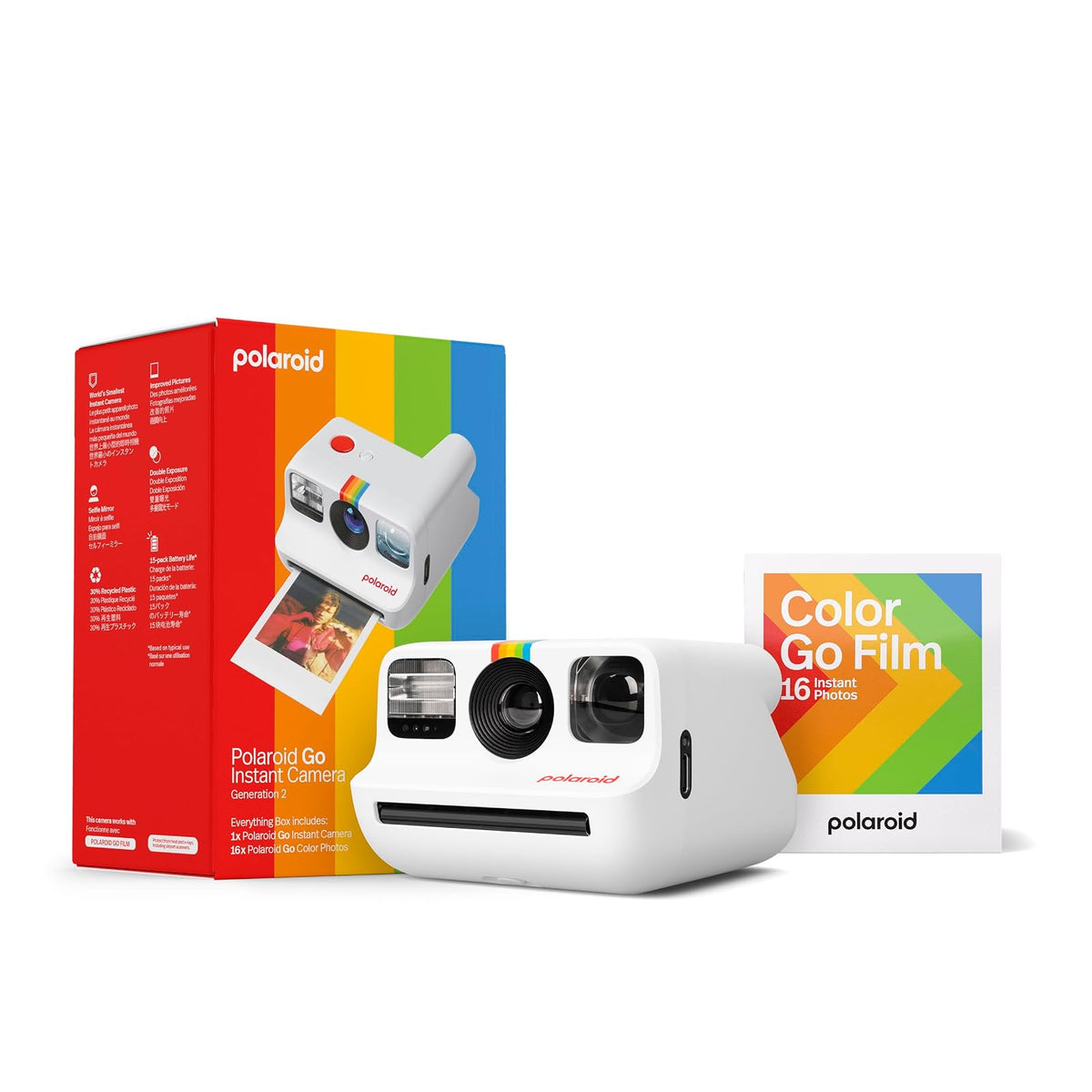 Polaroid Go Generation 2 Mini Cámara de Película Instantánea - Blanco - Cámara Gen2 + película