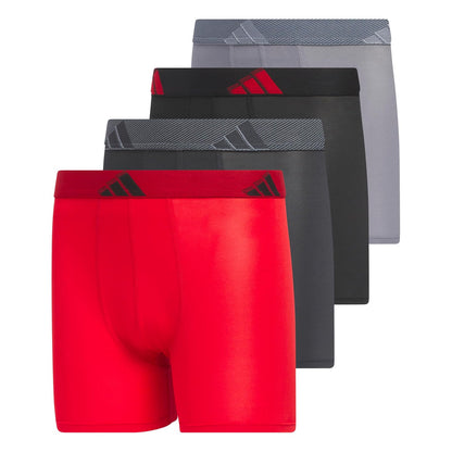 adidas - Calzoncillos tipo calzones de microfibra para jóvenes (multipaquete) para niños - Better Scarlet - Carbon Grey - Black - M