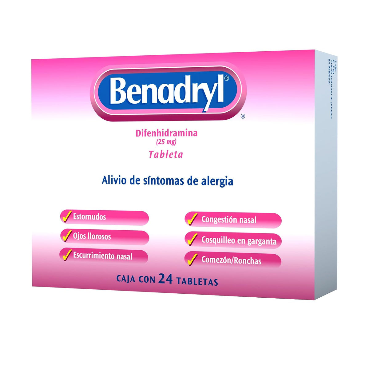 Benadryl, Antihistamínico 24 Tabletas 270 Mg