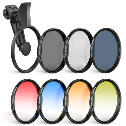 NEEWER Set 7 Filtros ND para Celular y Cámara 67mm - 67mm para Android con funda