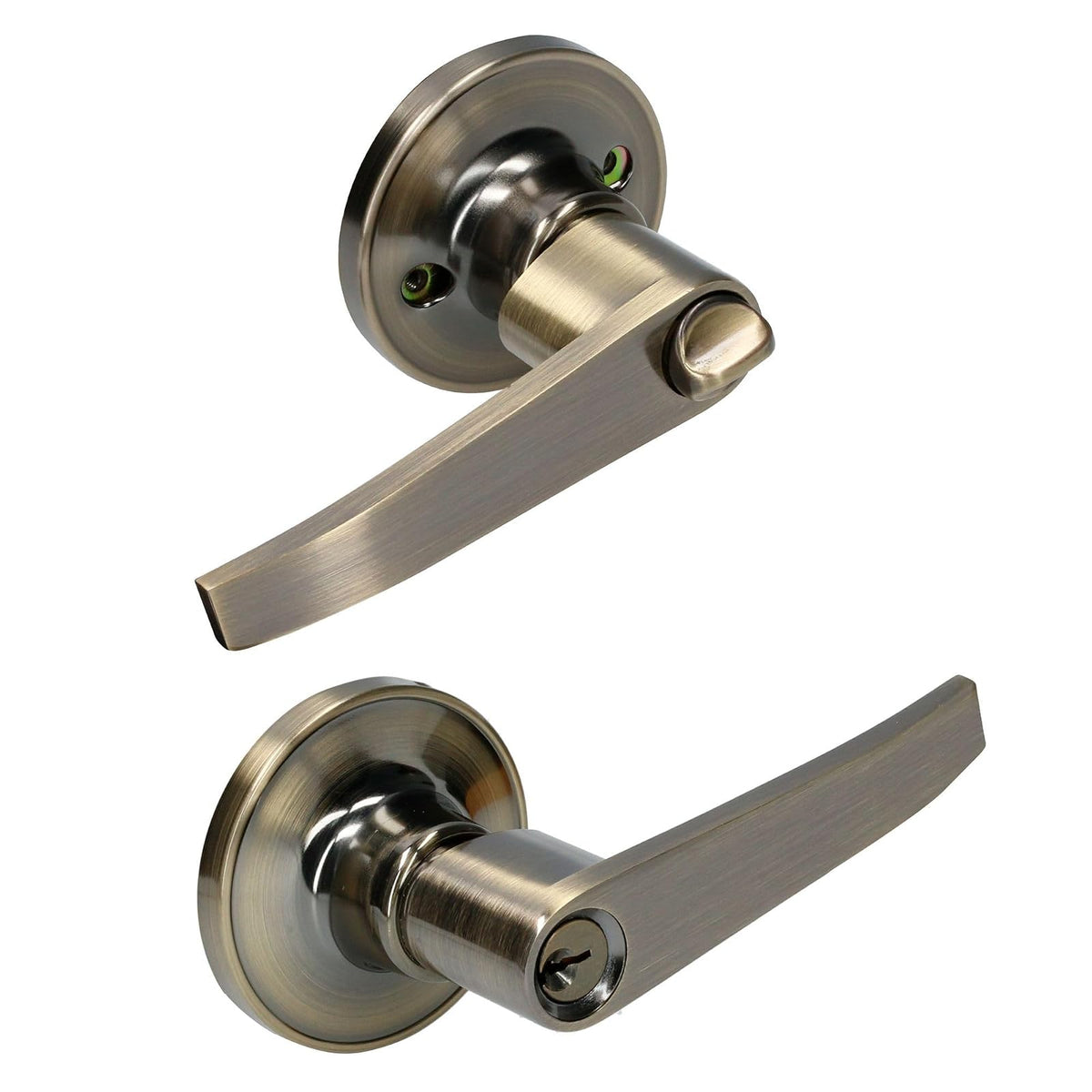 Lock Manija Tubular para Baño o Recámara, Acabado Latón Brillante - Función: Entrada y recámara - Negro