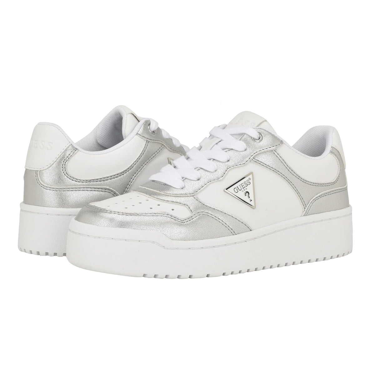 Guess Miram Tenis Casuales para Mujer - 22.5 cm - Blanco - Plata Multi 142