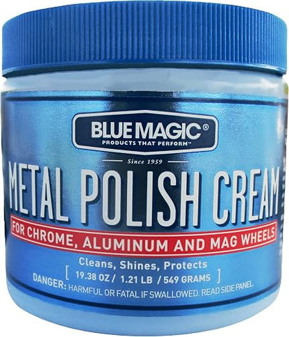 Blue Magic 500-06 - Crema de Esmalte de Metal no abrasivo y removedor de oxidación para Cromo, Aluminio, latón, Cobre, Plata de Ley y Acero Inoxidable, 19 onzas, Paquete de 1