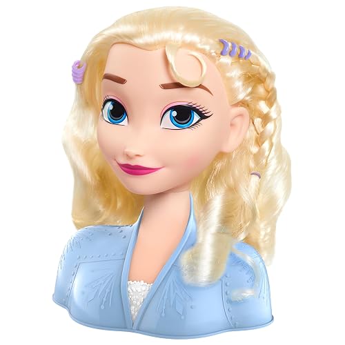 La Cabeza para Peinados Elsa de Frozen 2 de Disney Incluye Accesorios para Ponerse en el Pelo y Compartir, Pelo Rubio, Juguetes para niños a Partir de 3 años de Just Play
