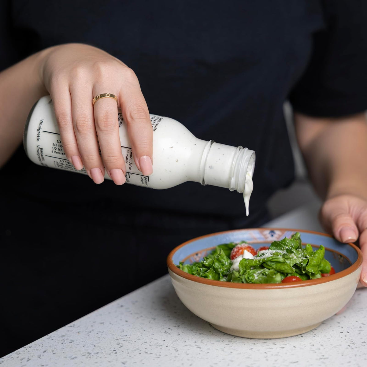 Fox Run - Botella de vidrio para aderezo para ensaladas, 300 ml/10.1 oz con medidas y recetas