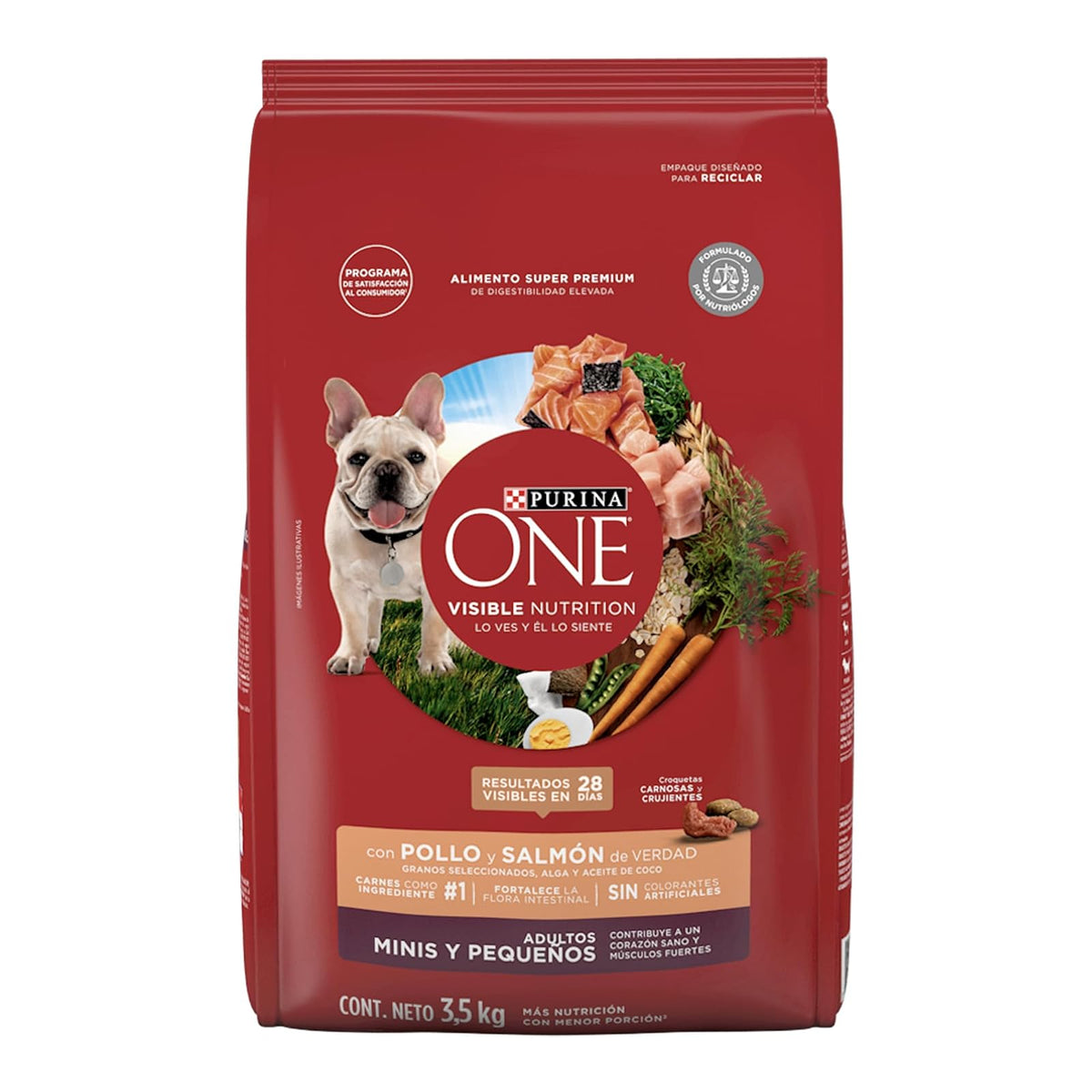 Purina One Adulto Minis y Pequeños Sabor Pollo y Salmón 3.5Kg