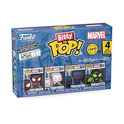 Funko Pop! Bitty: Spider-Man - Miles Morales, Ghost Spider, Spider-Man 2099, and Mystery Chase Figure - 2.3 cm - Marvel Comics Collectable