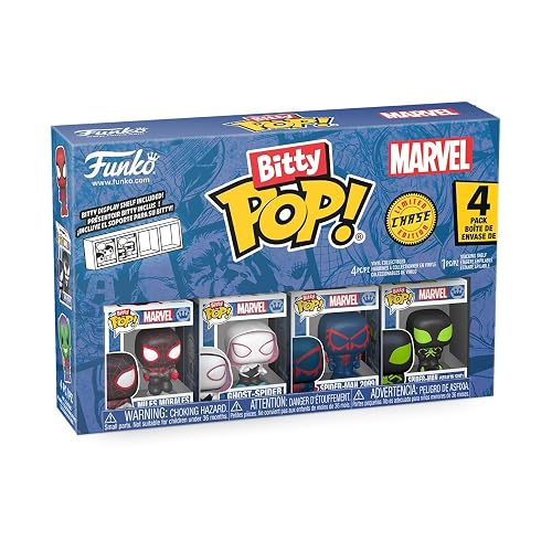 Funko Pop! Bitty: Spider-Man - Miles Morales, Ghost Spider, Spider-Man 2099, and Mystery Chase Figure - 2.3 cm - Marvel Comics Collectable