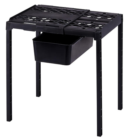 LockerMate - Estante y Organizador de clóset Ajustable para Adaptarse a tu casillero, Incluye cajón de Almacenamiento, Color Negro - Negro - - Estante con cajón