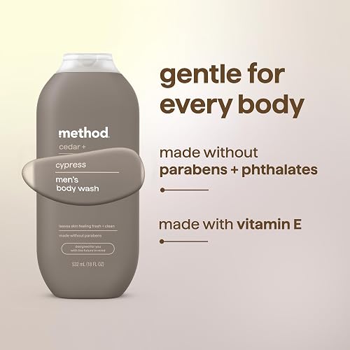 Method Men Body Wash, Cedar + Cypress, Paraben and Phthalate Free, 18 fl oz (Pack of 1)