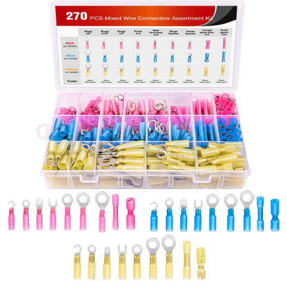 Nilight 250 Conectores de Pala Termorretráctiles 22-10 AWG - 270PCS