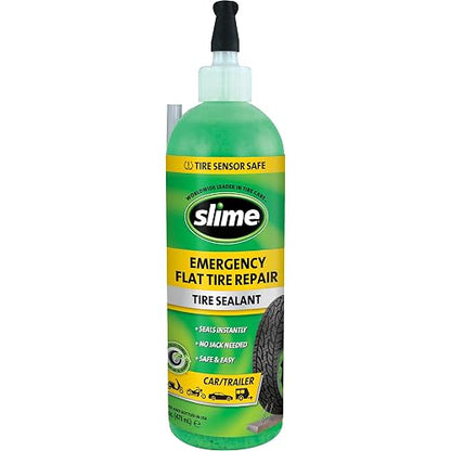 Slime 10011 Sellador de Reparación de Pinchazos de Neumáticos Planos para Vehículos de Carretera Automóviles y Remolques No Tóxico Ecológico 473ml