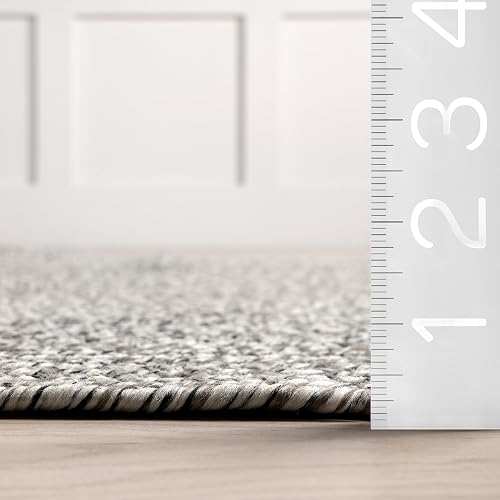 nuLOOM HJFV01C, Alfombra Trenzada para Interiores y Exteriores, Gris Claro/Sal y Pimienta, 61 x 91.4 cm