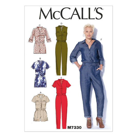 McCall's Patterns M7330 Monos y Peleles de Mujer con Botones, Y (XS - Pequeño-Pequeño-Mediano)