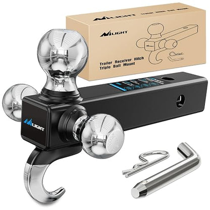 Nilight 92106B Receptor de Enganche con Grillete de 2 Pulgadas, 45000 LB de Rotura, Anillo D de 3/4 Pulgadas con Pasádor, Kit de Recuperación