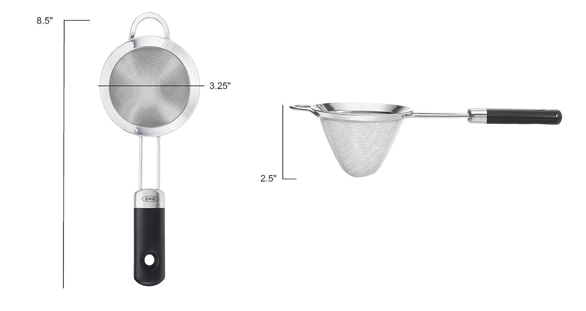 OXO SteeL - Colador de cóctel de malla fina, 3 pulgadas, acero inoxidable