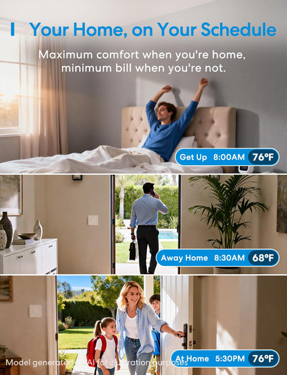 Termostato Inteligente meross para el hogar, termostato WiFi Funciona con Materia, Alexa, Apple Home, Google Assistant, App & Voice Control, programación de 7 x 24 Horas, Ahorro de energía, Requiere