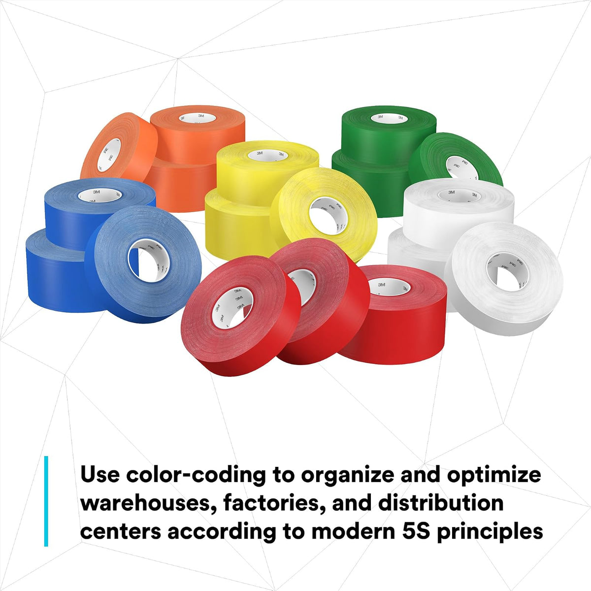 3M - Cinta de marcado de piso duradera 971, amarillo, 3 x 36 yardas, 17 mil, vinilo resistente, ideal para áreas de alto tráfico, codificación de colores, color vibrante, eliminación limpia