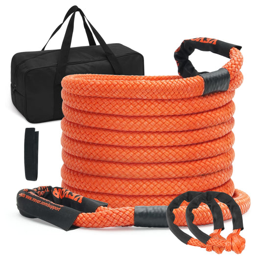 VEVOR - Cuerda de Remolque de recuperación cinética de 7/8 Pulgadas x 30 pies, 30 Libras, Correa de arrebatamiento Todoterreno Resistente con 2 grilletes Suaves (4000 Libras) de Servicio Extremo 30%
