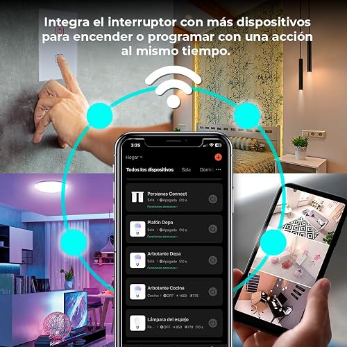 Tecnolite Connect - Apagador Inteligente Táctil WiFi 2 Circuitos, Sin Cable Neutro, Compatible con App móvil, Alexa, Google y Siri, Interruptor Inteligente