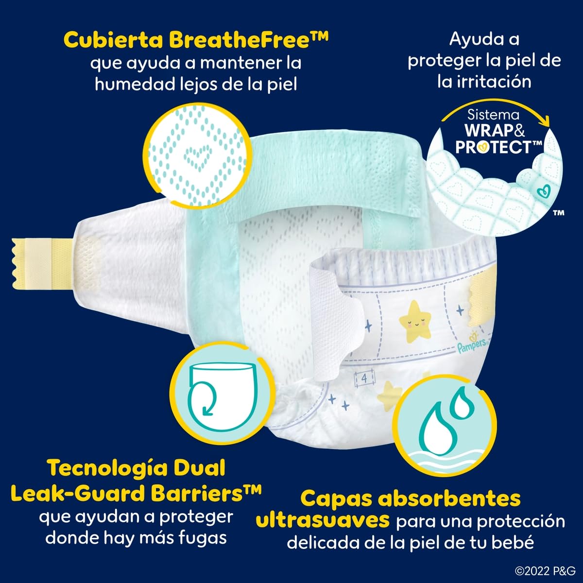 PAMPERS ZZZ Pañales Unisex Desechables Noche Etapa 6, 42 Uds, Bebé +16 Kg