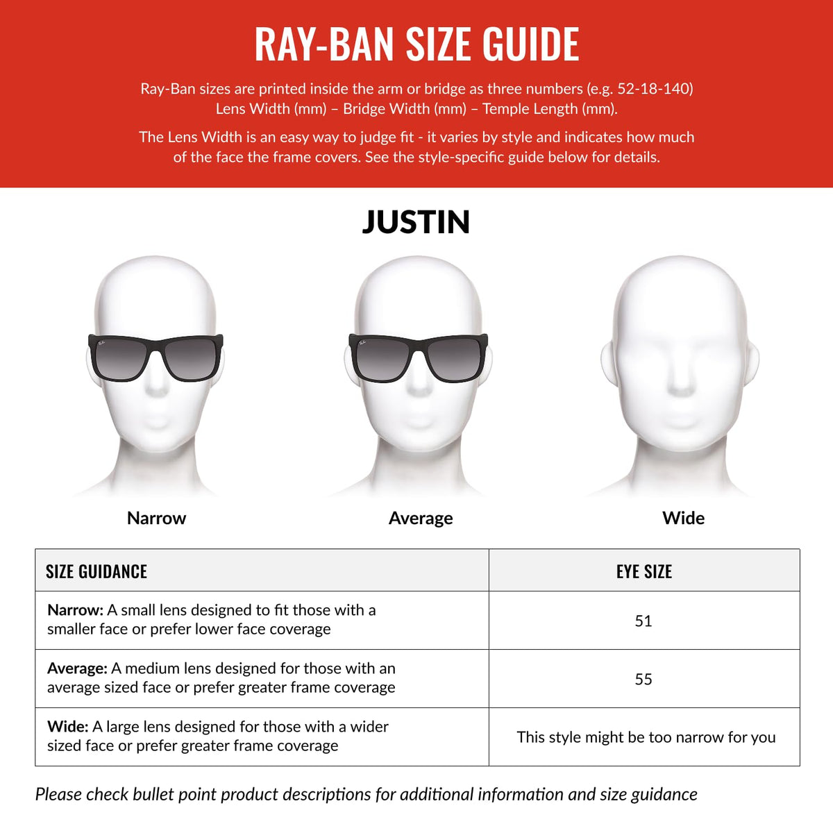 Lentes oscuros Ray-Ban, Rb4165 Justin, Unisex adulto