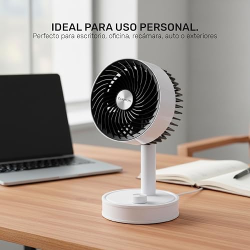 Ventilador Personal Recargable Taurus Pocket | Portátil y Compacto 4.5” | 3 Aspas | Cabezal Ajustable | Batería USB Tipo C | Flujo de Aire Directo | Ideal para Escritorio, Recámara y Oficina