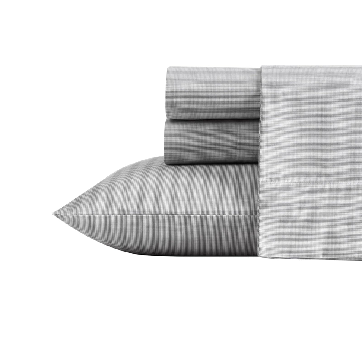 Nautica - Juego de sábanas de algodón percal con Funda de Almohada a Juego, crujiente y Fresco, Esencial para recámara (Michael Plaid Grey)