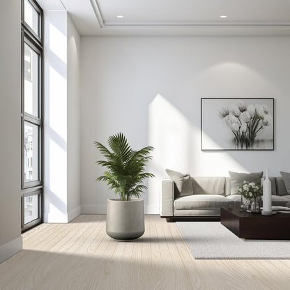 Kante - Macetero Redondo de hormigón de 15.3 Pulgadas de diámetro, para Interiores y Exteriores, con Orificio de Drenaje y tapón de Goma para el hogar, jardín, Patio, hormigón Pulido