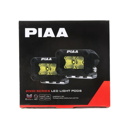 PIAA DKCL200 Serie 2000 Lámparas auxiliares de 3 pulgadas, amarillo, haz de inundación, paquete de 2