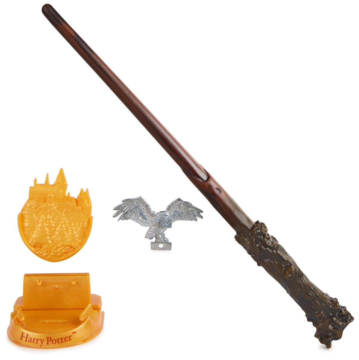Wizarding World Harry Potter - Auténtica Varita mágica de Harry Potter con Soporte de Hogwarts, 30,5 cm, Juguete para niños a Partir de 14 años