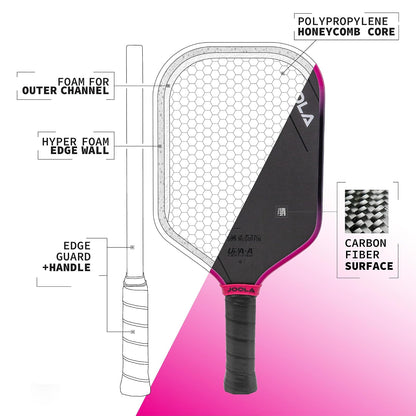 JOOLA Tyson McGuffin 3S Pickleball Paddle- Elongated Shape w/Shorter Handle. Charged Carbon Surface Technology for Power and Spin. NFC Chip Enabled and UPA-A