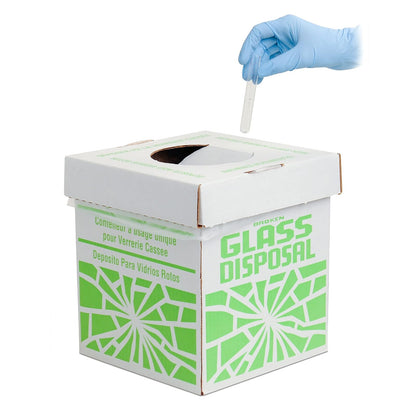 SP Bel-Art - Cajas de cartón para eliminación de vidrio de 8 x 8 x 10 pulgadas, contenedor de basura seguro para vidrio y objetos punzantes, ideal para equipos médicos, cajas de basura duraderas