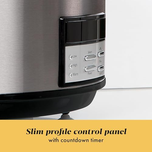 Crock-Pot - Olla de cocción lenta programable grande de 8 cuartos con ajuste automático de calor, acero inoxidable negro