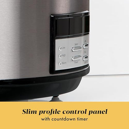 Crock-Pot - Olla de cocción lenta programable grande de 8 cuartos con ajuste automático de calor, acero inoxidable negro
