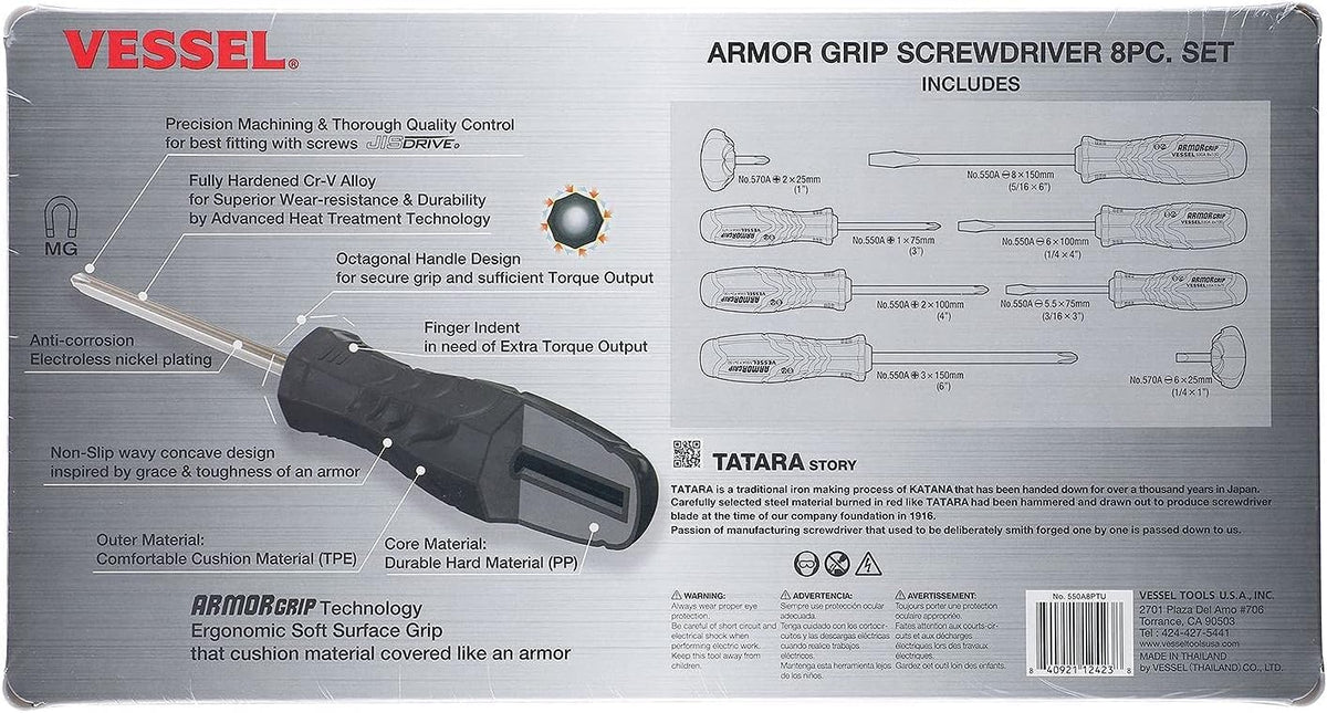 Destornillador VESSEL ARMOR GRIP 8 unidades Juego (JISDRIVE) No.550A8PTU (Anterior)