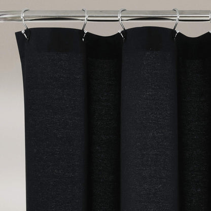 Lush Decor - Cortina de Ducha de Lino con Botones, 72 Pulgadas de Ancho x 72 Pulgadas de Largo, Negro y Blanco Roto – Tela de Cortina de Ducha Negra – Cortina de baño – Decoración de baño de Granja