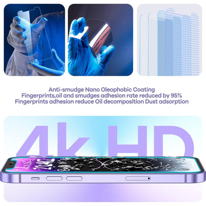 ORIbox Protector de visualización de vidrio para iPhone 12 y iPhone 12 Pro, 3 paquetes de protectores de visualización de vidrio templado transparente HD