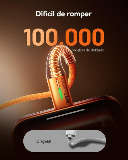 INIU - Cable USB C a USB C de 240 W, cable de carga rápida tipo C, cable USBC trenzado para iPhone 17, Samsung S25, portátil, MacBook, interruptor, niño, emergencia, vuelo, [6.5 pies + 6.5 pies