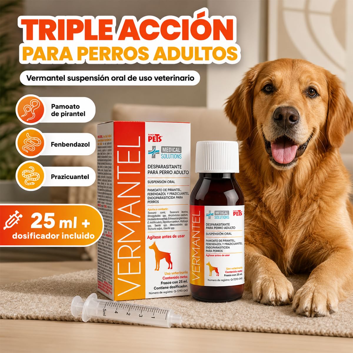 Fancy Pets MS Vermantel Desparasitante en Suspensión 25 ml para Perros Adultos