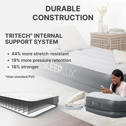 SLEEPLUX Colchón de Aire Inflable Duradero con Bomba integrada, Almohada y Cargador USB