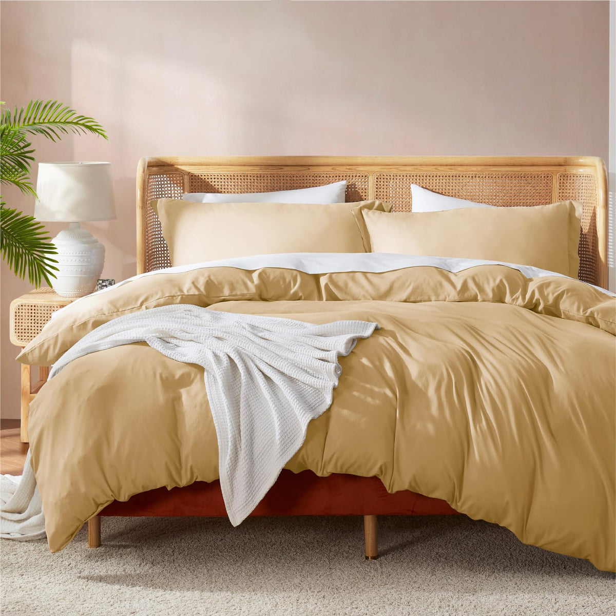 Nestl Bedding Juego de Funda para Edredón 3 Piezas, Microfibra - Camello - King