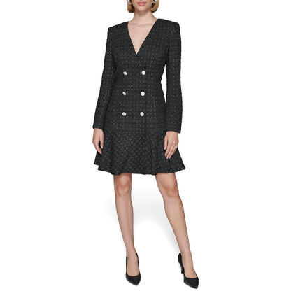 Karl Lagerfeld Embellished Buttons Long Sleeve V Neck Blazer Dress Vestido Informal Mujer