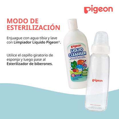 PIGEON | Biberones Recien Nacido Peristáltico | Biberones Anticolicos de Silicona Suave | Biberon Reduce Entrada de Aire - Superficie Mate para Agarre Seguro | Standard SofTouch para Bebé | 240 ml