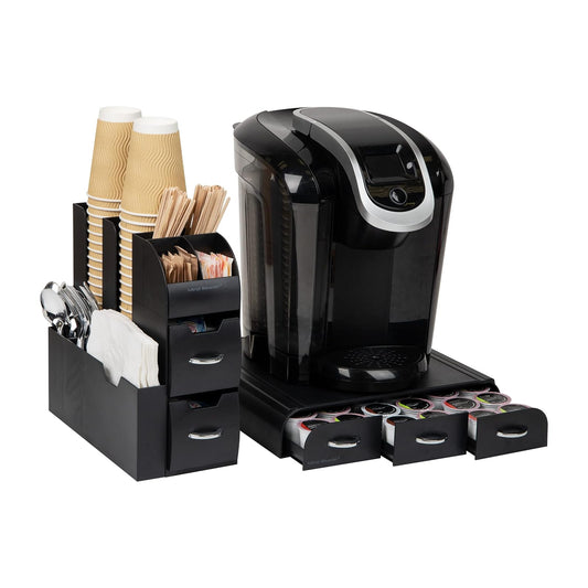 Mind Reader "Combine" 2-Piece Coffee and Accessory Station, Black