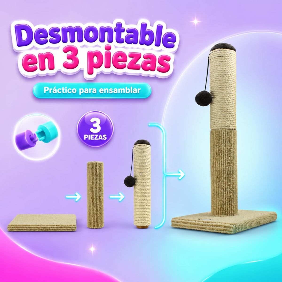 Fancy Pets Poste Rascador de 55 centímetros para Gato Color Natural