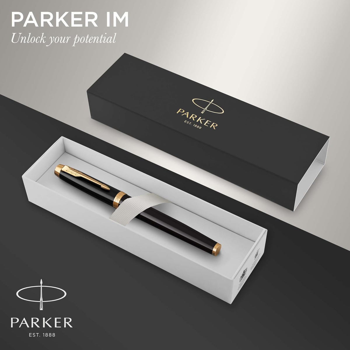 Parker IM Bolígrafo, Negro (Black and Gold), Punta Fina